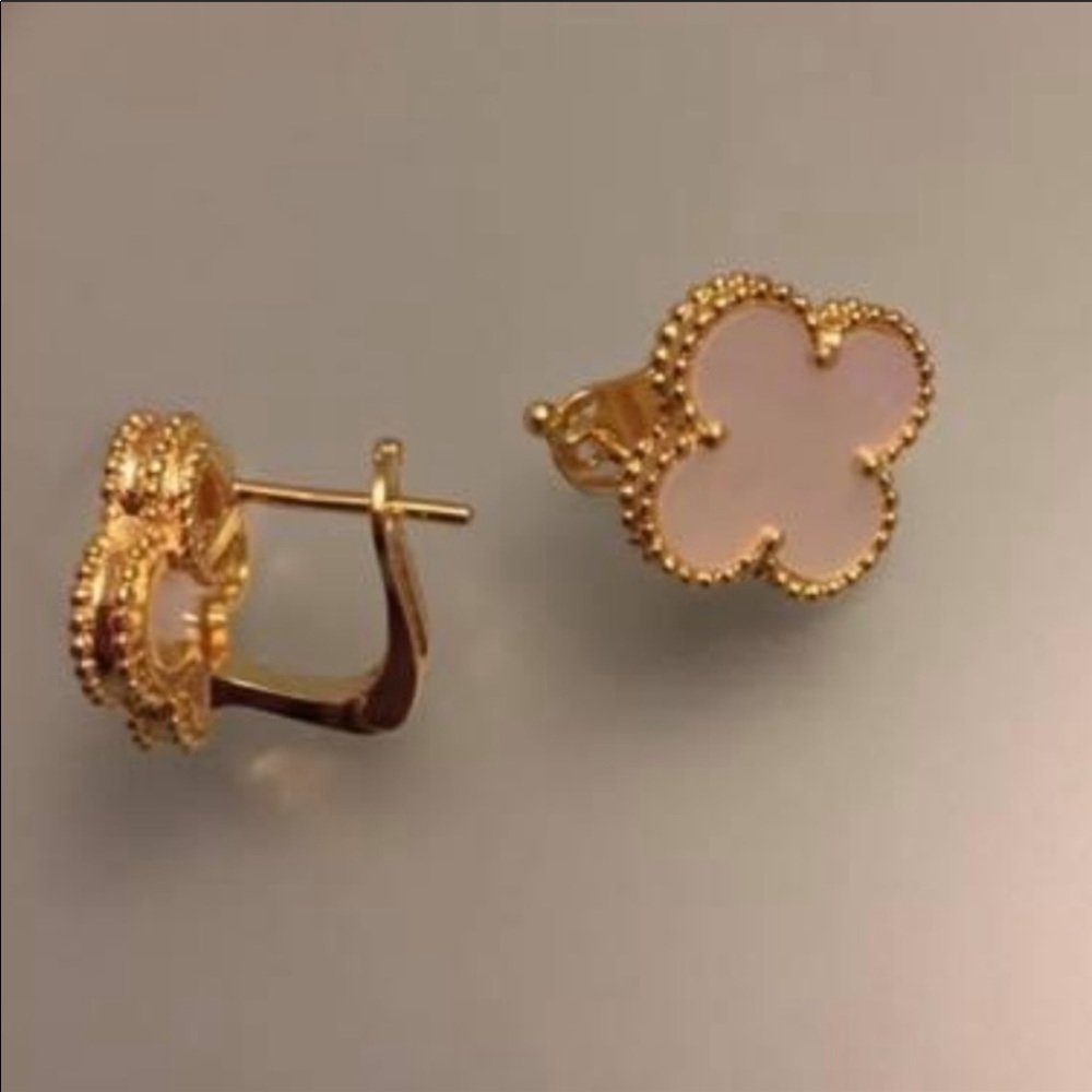 White mother of pearl gold French back earrings